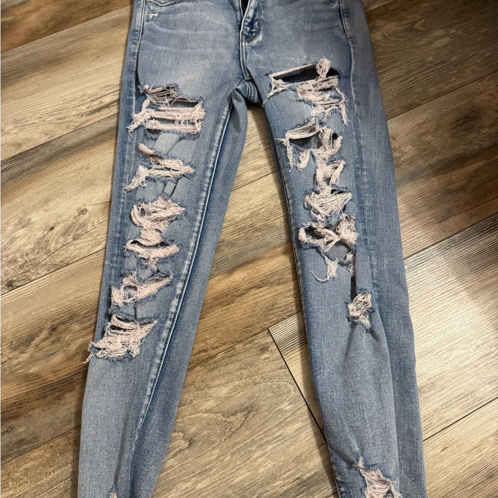 Distressed Blue Jeans